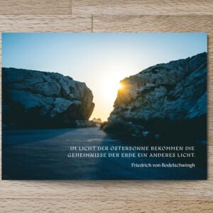 Christliche Ostergrußkarte Ostersonne christlicher Spruch