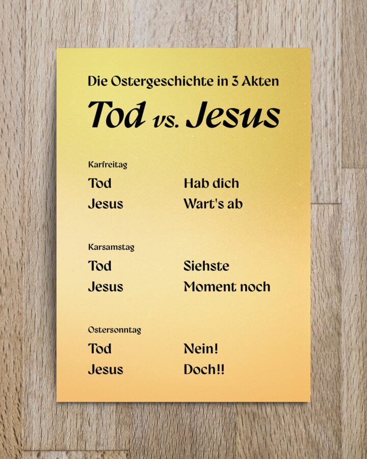 Christliche Ostergrußkarte mit christlichem Spruch und Ostergruß lustig humorvoll Text