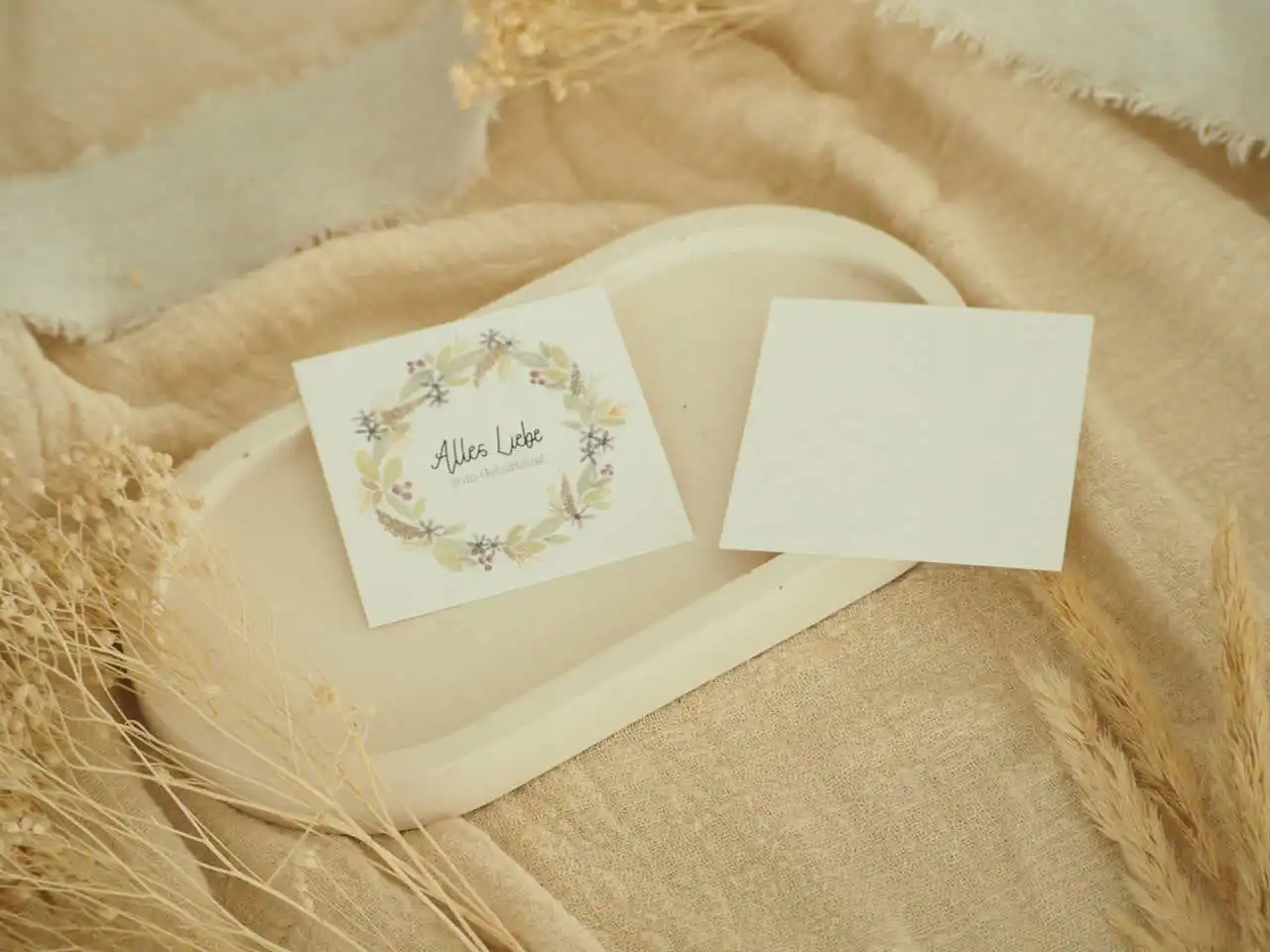 Karten zum Geburtstag, Minikartenset, 6er Set 3 Friedliche Tischkarte mit christlichem Gruß und Naturdekoration für christliche Veranstaltungen.