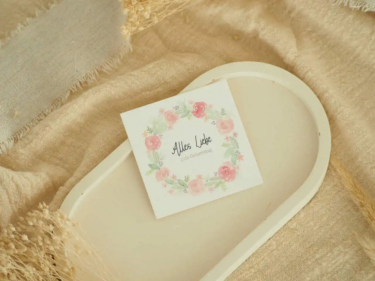 Karten zum Geburtstag, Minikartenset, 6er Set 4 Segenskarte zum Geburtstag mit Blumenrahmen und Liebe, christliche Grußkarte für Anlässe.