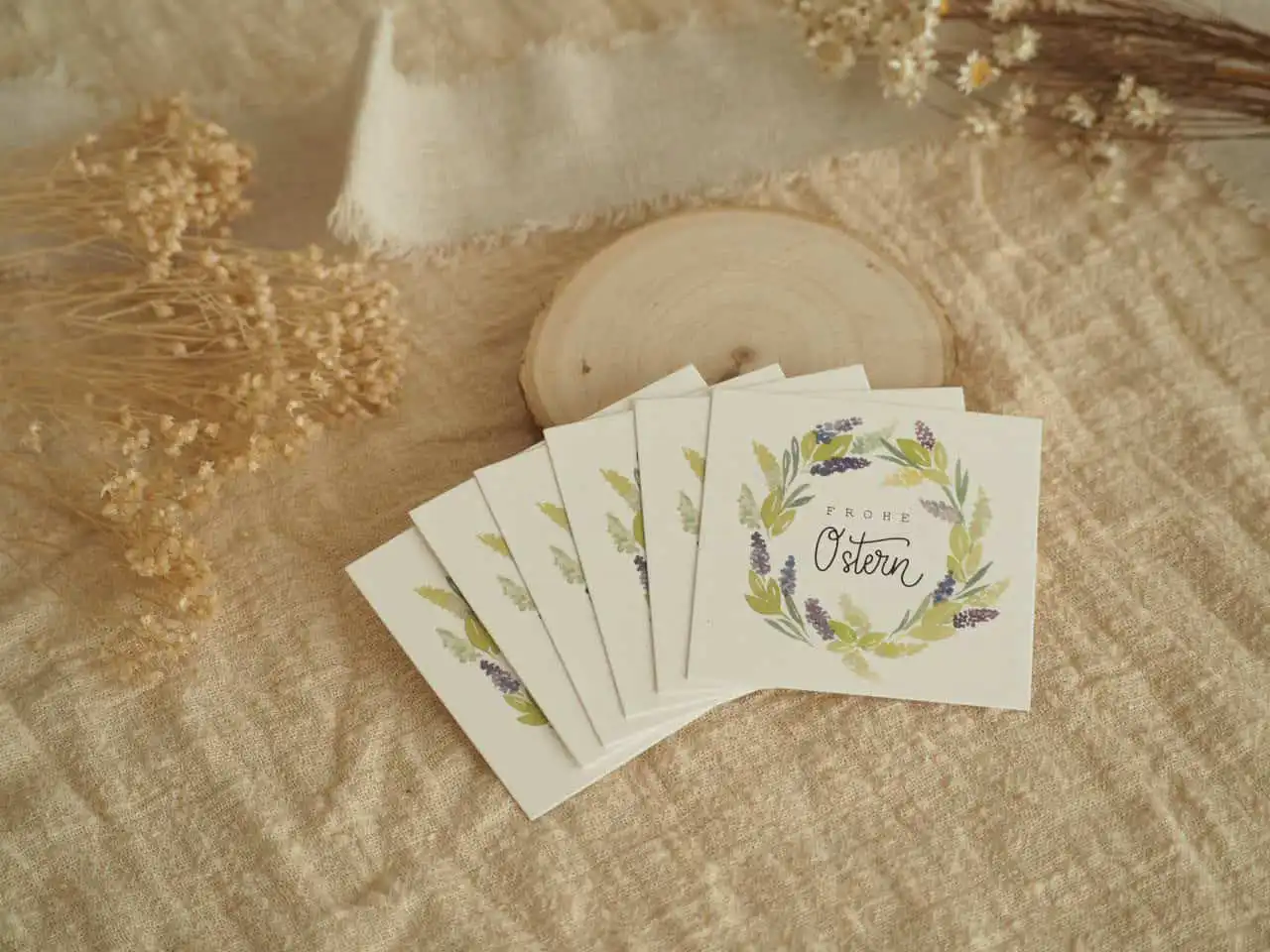 Naturchristliche Osterkarten mit Blumenmuster, online bei mookho.de kaufen.