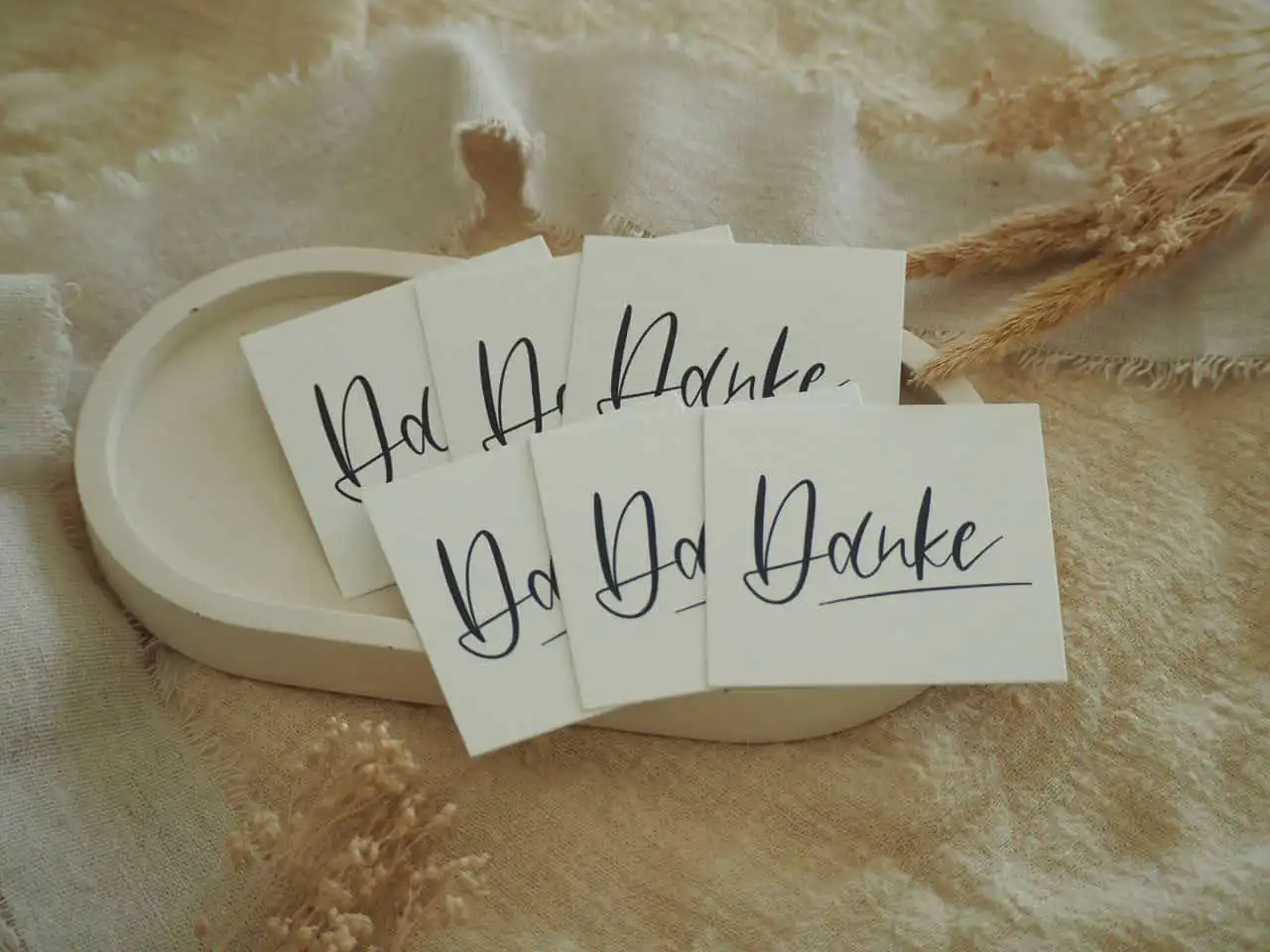 Danke, Dankekarten, 6er Minikartenset, Dankeschön 3 Dankeskarte mit handschriftlichem "Danke" auf Karton, Geschenkidee, christliche Grußkarte.