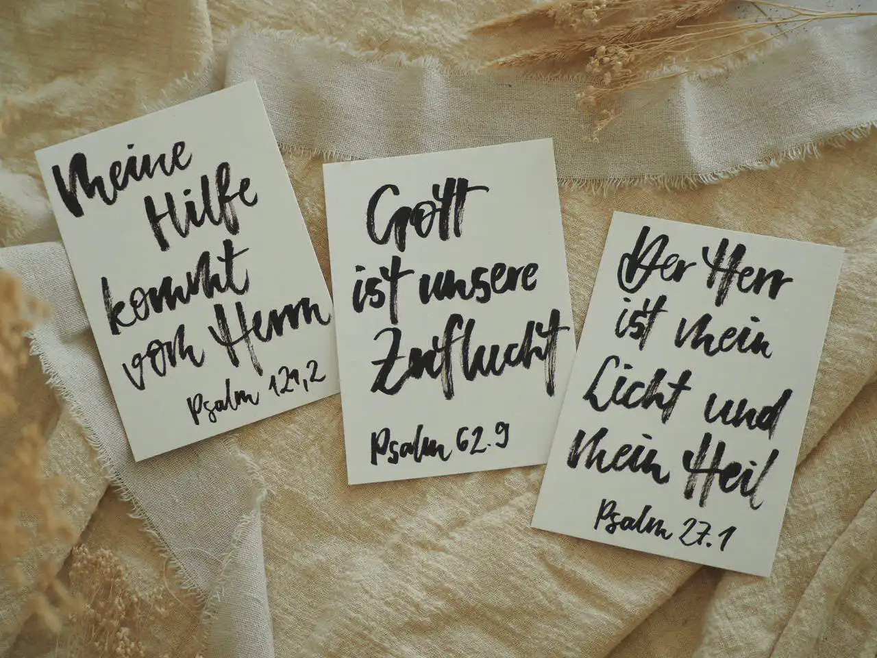 Himmlische Bibelzitate auf Handlettering Karten für Christen, Gottes Wort, Glauben, Hoffnung.
