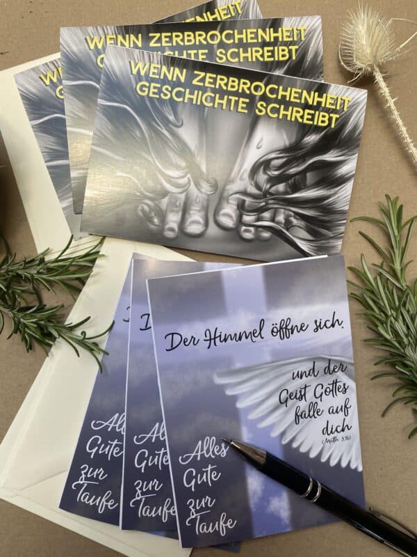 Glaubenskarten mit christlichen Motiven und Bibelversen für besondere Anlässe.
