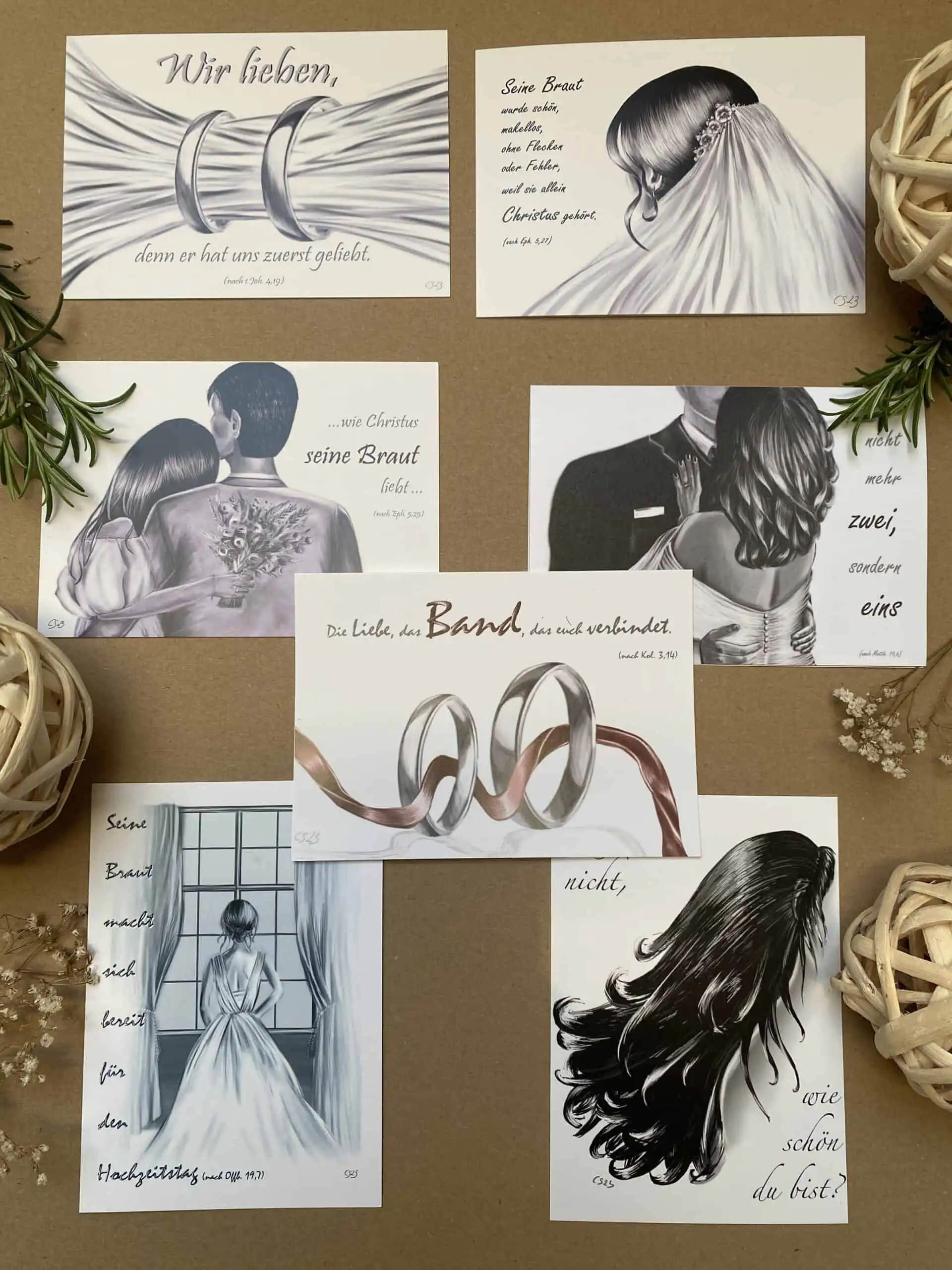 Hochzeitskarten mit christlichen Bibelversen und Symbolen, Geschenkideen für christliche Hochzeit.