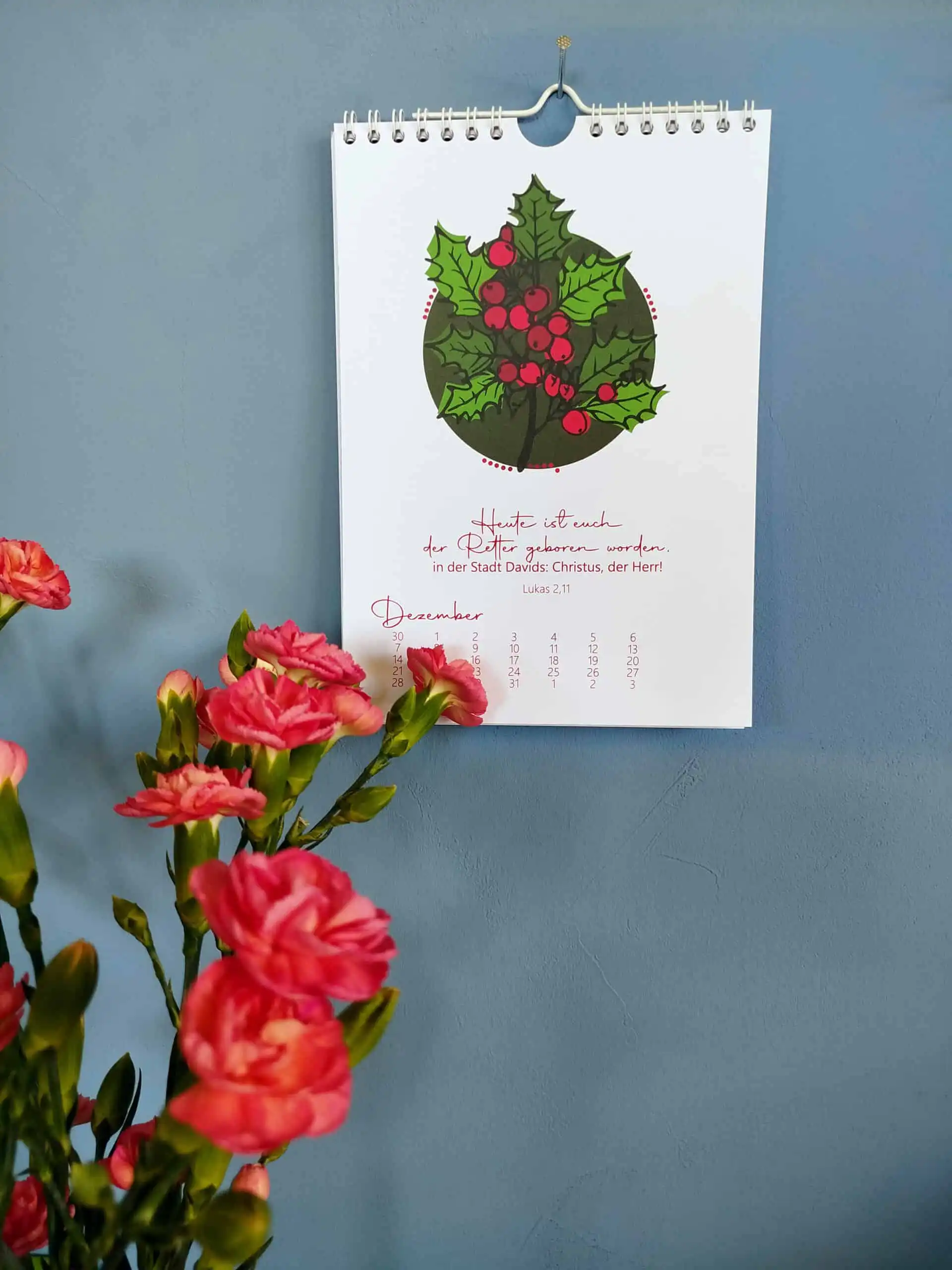 Blumenkalender DinA5 6 Weihnachtskalender mit christlichen Motiven und Bibelversen.