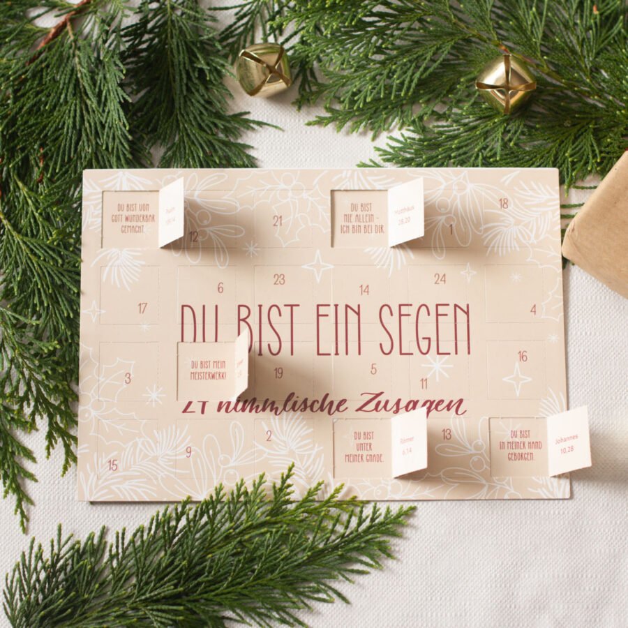 Adventskalender mit 24 Bibelversen, ideal für die Vorweihnachtszeit. Perfekt für Familie, Paare und als Geschenk.