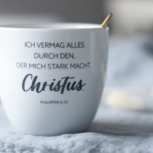 Christliche Geschenktasse – hochwertig bedruckte Tasse mit Bibelvers Philipper 4,13