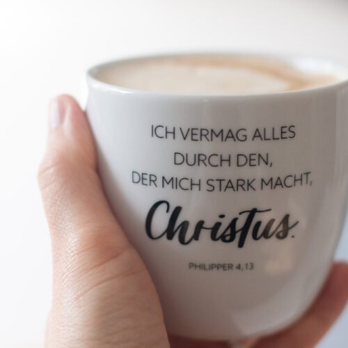 Christliche Geschenktasse – hochwertig bedruckte Tasse mit Bibelvers Philipper 4,13