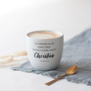 Christliche Geschenktasse – hochwertig bedruckte Tasse mit Bibelvers Philipper 4,13