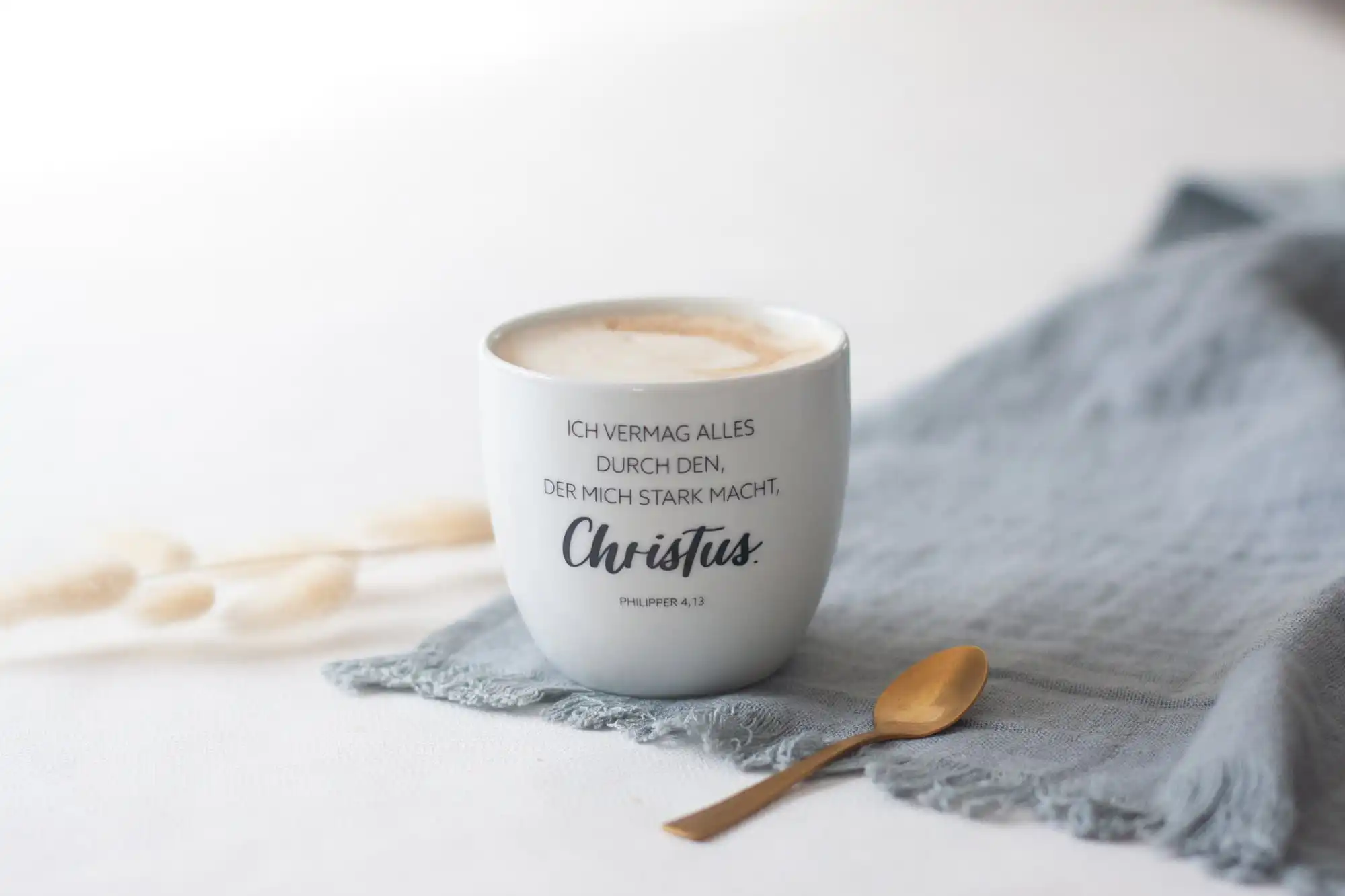 Christliche Tasse „Ich vermag alles durch den, der mich stark macht, Christus“ Philipper 4,13 2 Segensreicher Kaffeebecher mit Bibelvers, christliche Geschenkidee, religiöser Alltag.