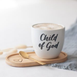 Christliche Tasse mit Spruch – stilvolle Keramiktasse Child of God von himmelhoch.art