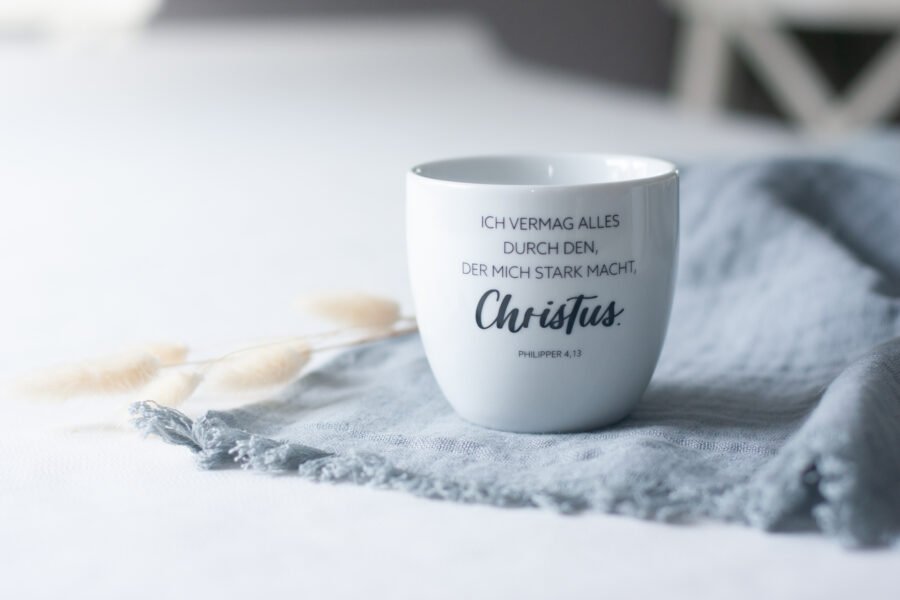 Christliche Geschenktasse – hochwertig bedruckte Tasse mit Bibelvers Philipper 4,13