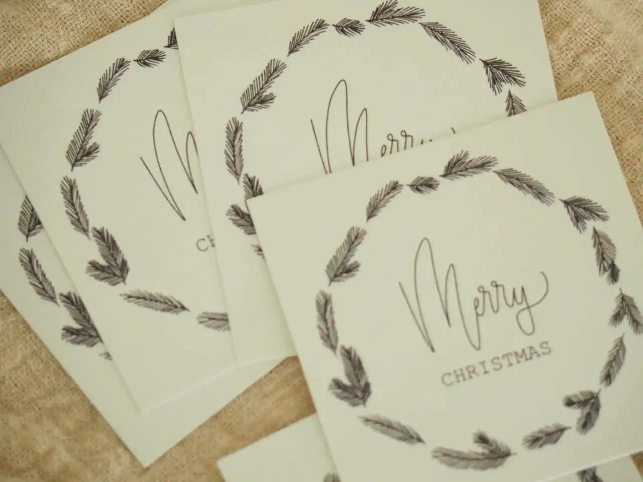 Merry Christmas, Minikartenset, 6er Kartenset 2 Weihnachten Grußkarten mit Tannenzweigen, christliche Weihnachtsgrüße, Festliche Karten.