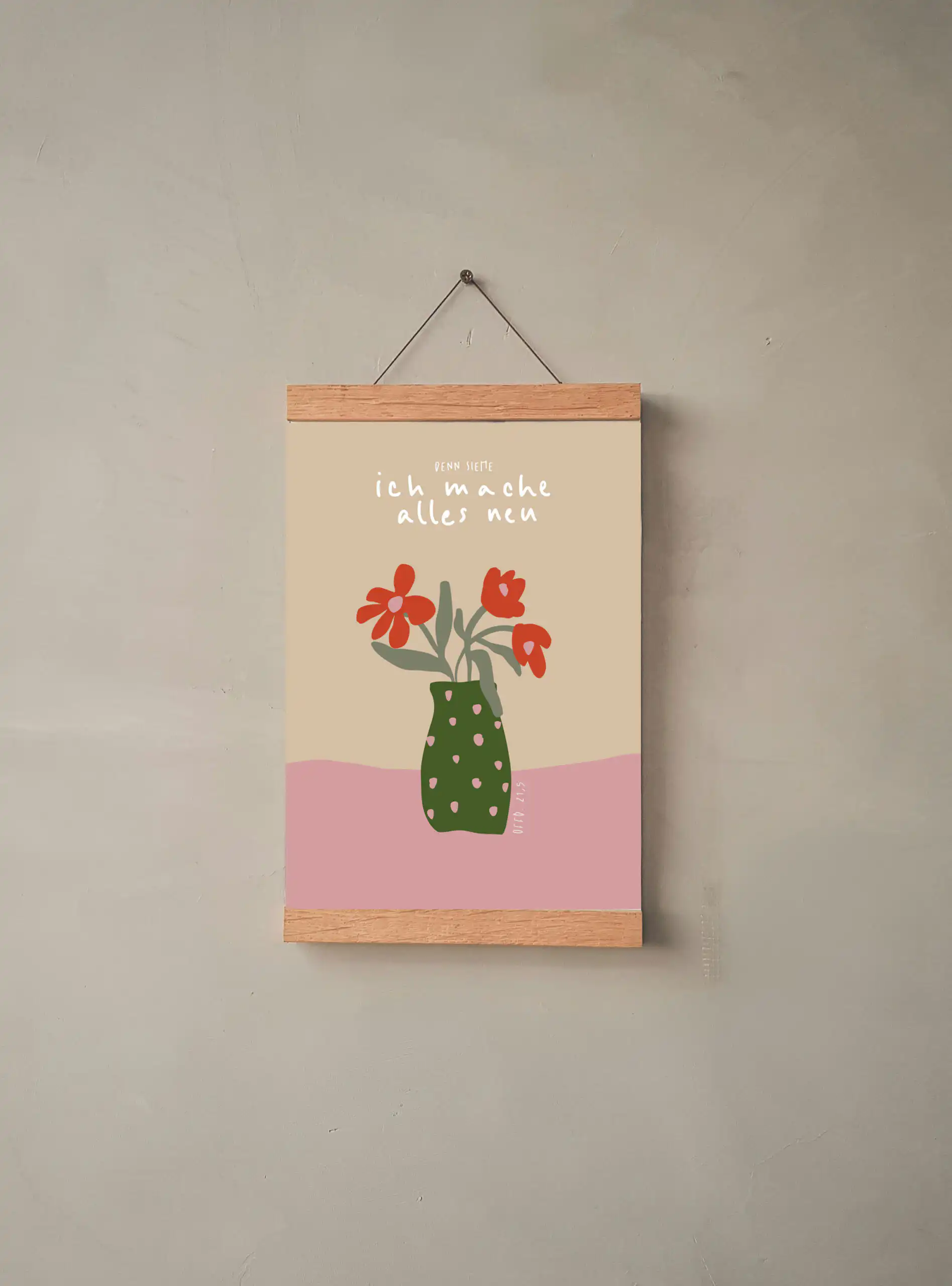 Moderne christlicher Wandkalender mit Blumendesign und spirituellem Spruch.