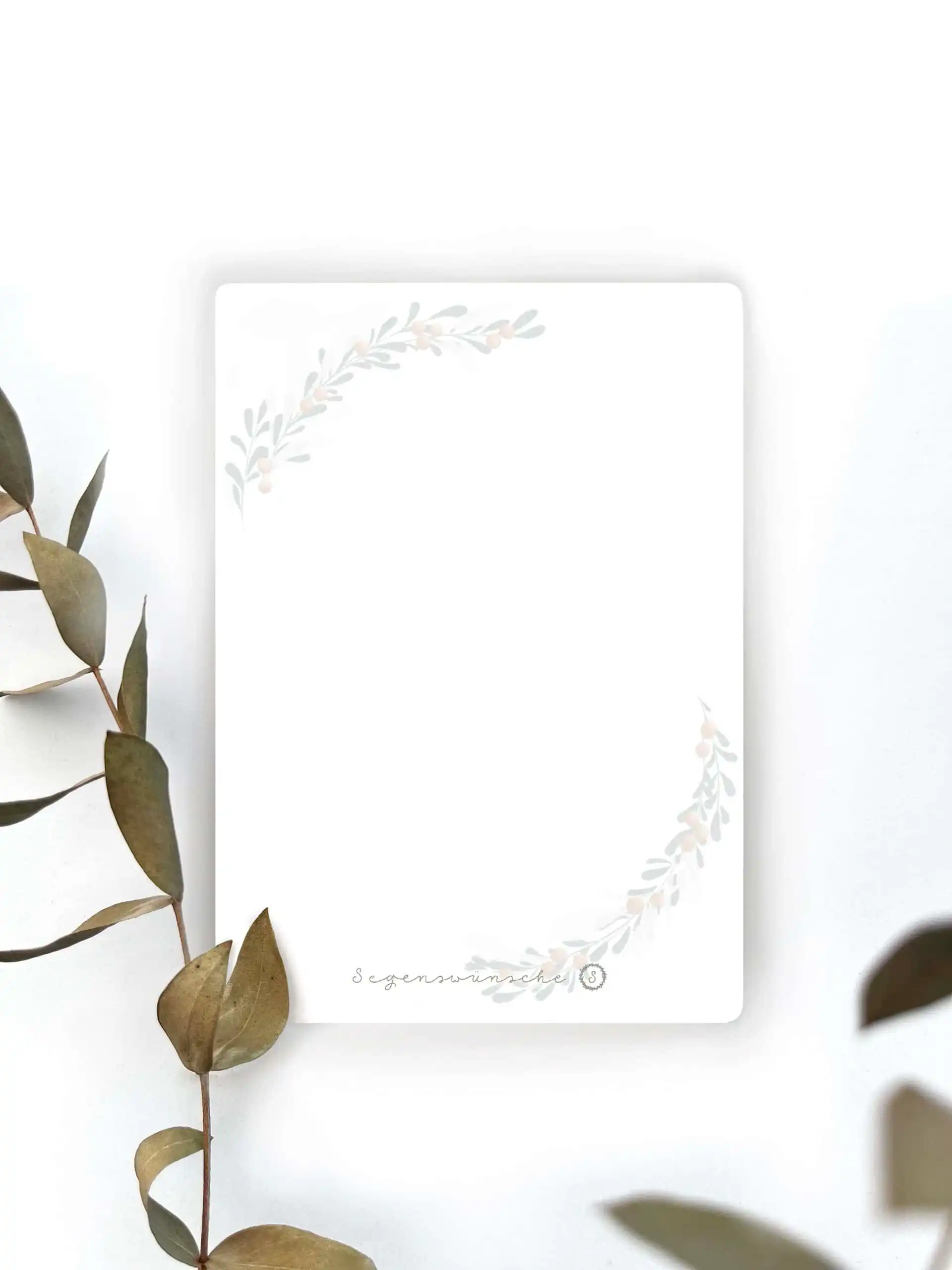 Christliche Karte Weihnachten | Weihnachtskarte | Lukas 2,14 | Bibelvers 2 Schlichtes Briefpapier mit zarten Pflanzenmotiven und Platz für persönliche Nachrichten.