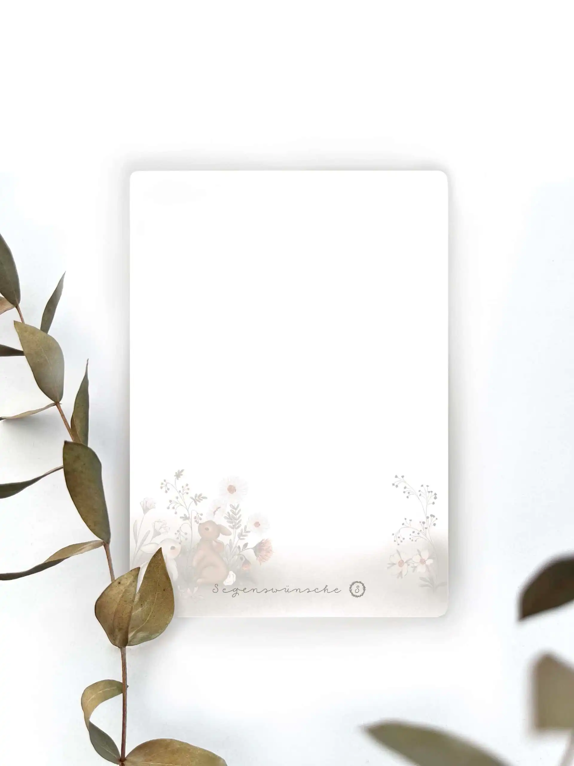 Christliche Karte, Kinder, Bibelvers, Lukas 18,10, Einschulung, Kindergeburtstag, Kinderstunde, Sonntagsschule christliches Geschenk für Kinder 2 Sanft illustriertes Grußblatt mit Eukalyptuszweig, liebevolle Gestaltung, passende Glückwunschkarte, minimalistisch.