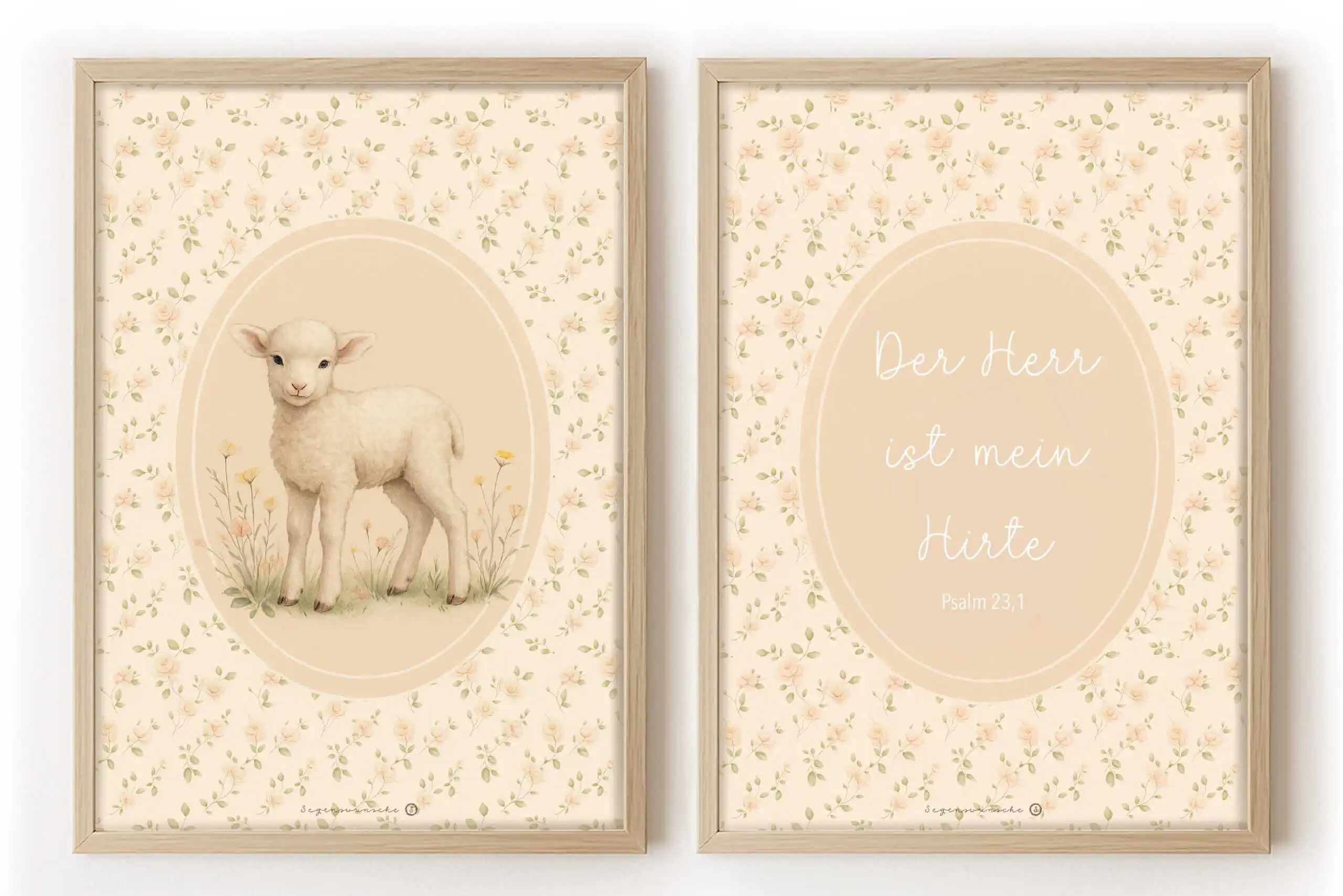 Sanftes Kirchenkunstbild mit Lamm und Bibelzitat, christlicher Bilderrahmen, christliche Deko.