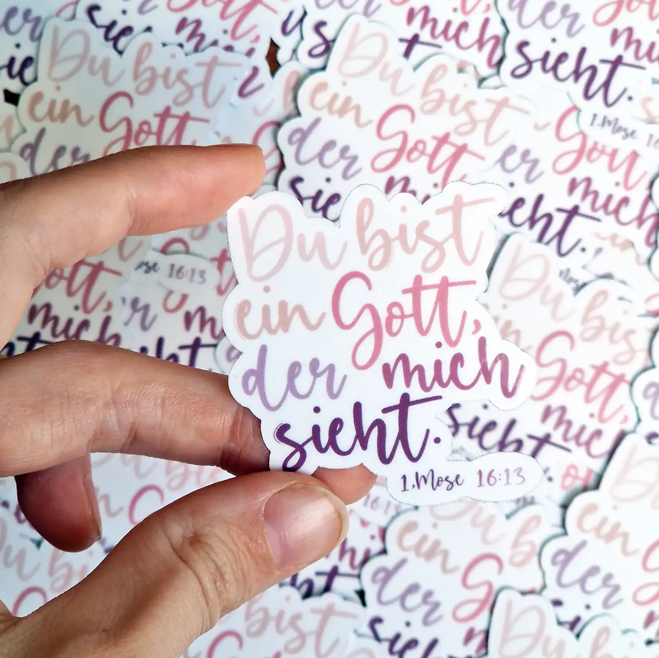 Gottes Wort Stickers Mit Bibelvers 1. Mose 16:13, Christliche Geschenkidee, Religiöse Dekoration.