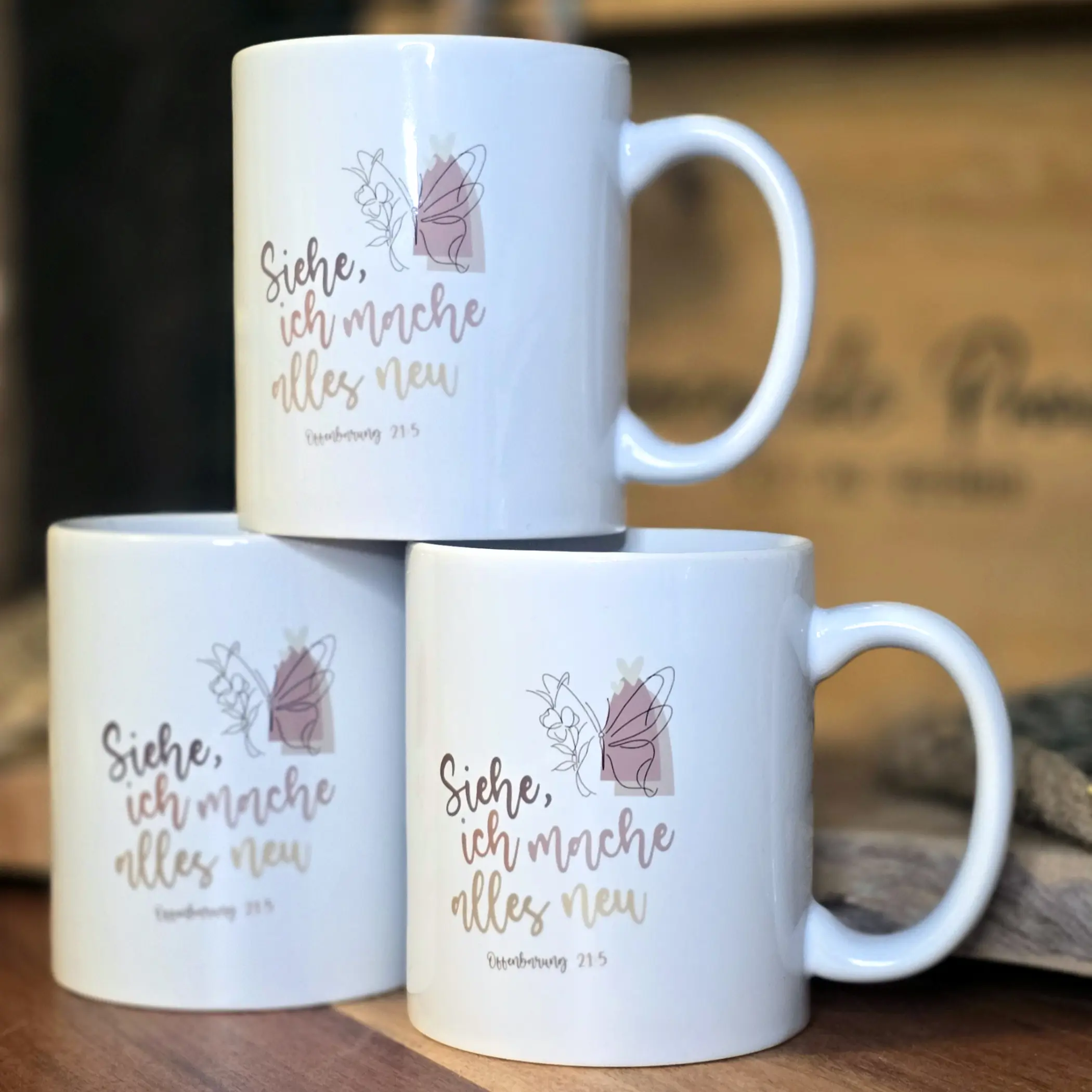 Schlichte Weiße Tasse Mit Christlichem Spruch Für Glaubensgeschenk.