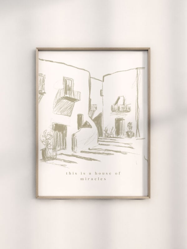 Moderne skizzierte Kirchenwand mit Spirituellem Motiv, christliche Wanddekoration.