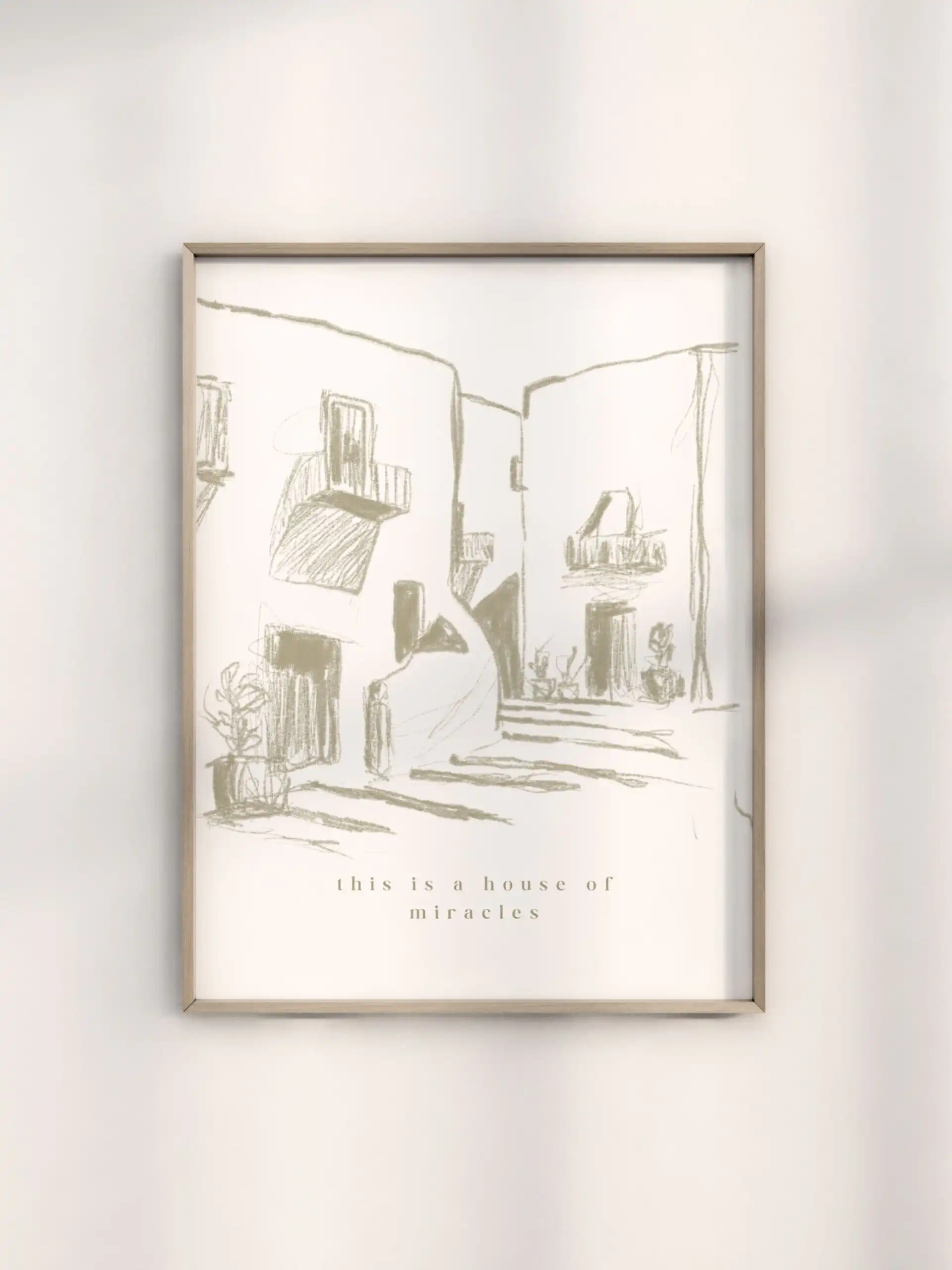 Moderne skizzierte Kirchenwand mit Spirituellem Motiv, christliche Wanddekoration.