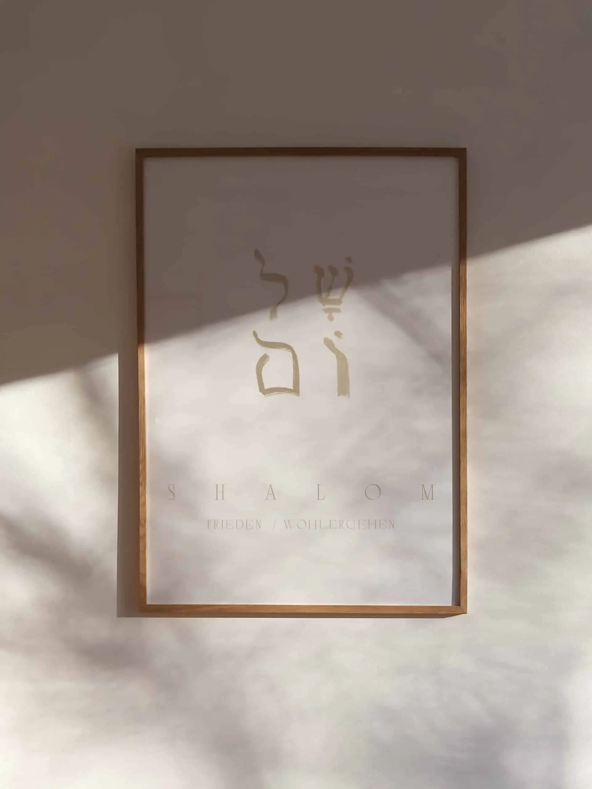 Segensbild mit hebräischem Wort für Shalom, christliche Dekoration, Friedenssymbol.