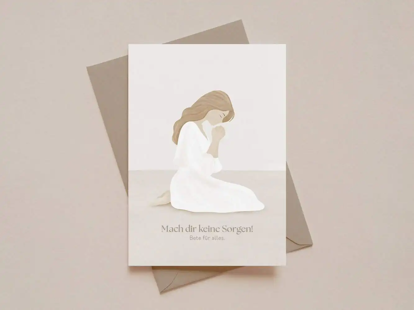 4er Kartenset Ermutigung 4 Besinnliche christliche Karte mit Gebet, Glaube und Jesus Christ Symbol, spirituelles Design.