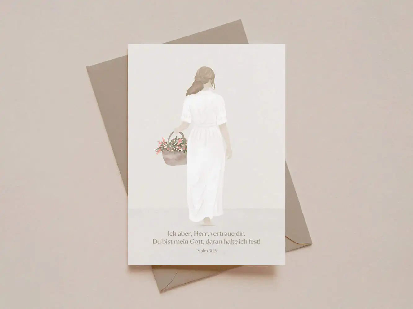 4er Kartenset Ermutigung 5 Tröstende christliche Karte mit Psalm 31,15, religiöse Grußkarte für Christen, Gebet.