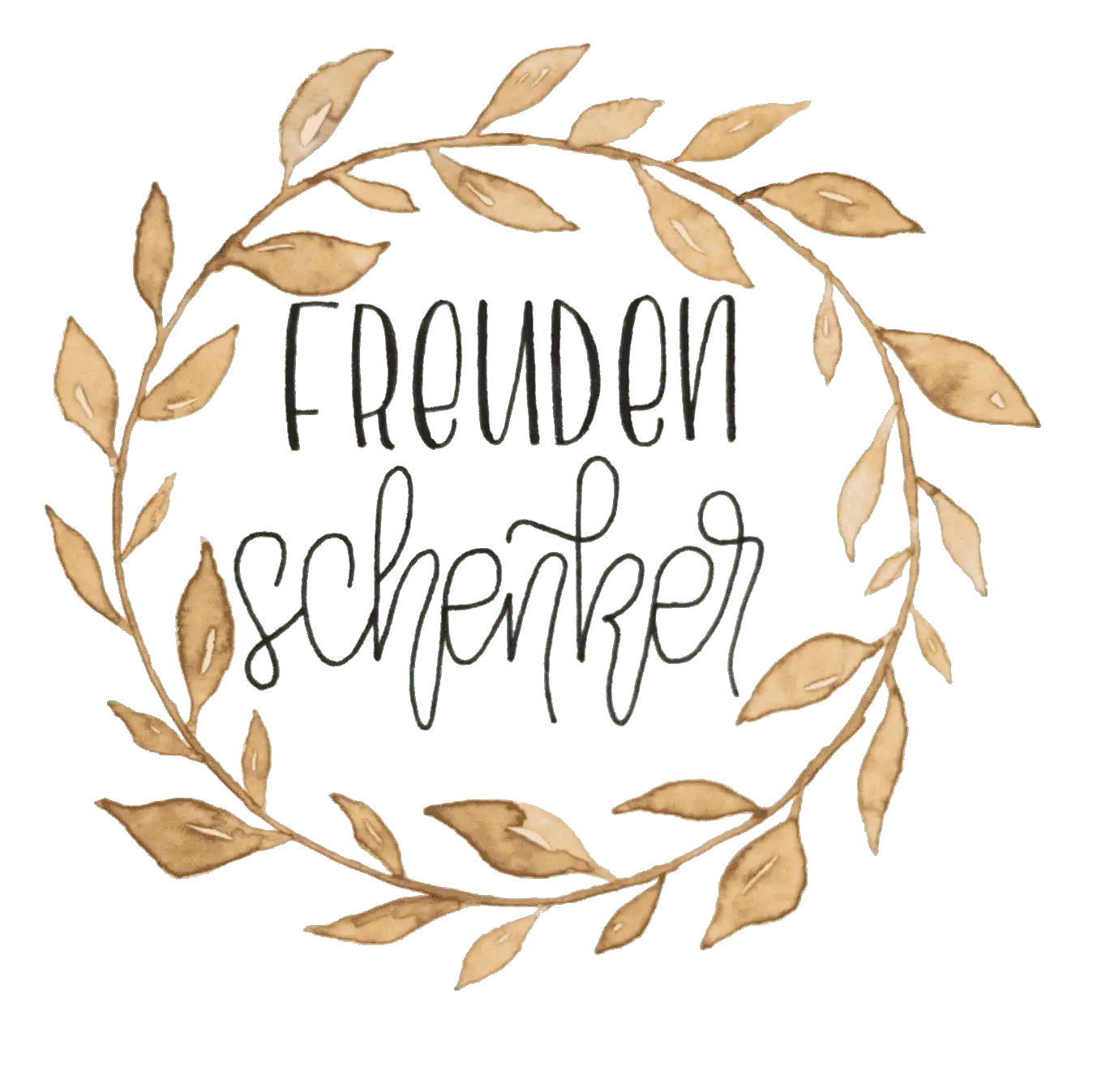 Friedenssichel mit goldenen Blättern und "Frieden schenken" Schriftzug, christliche Botschaft.