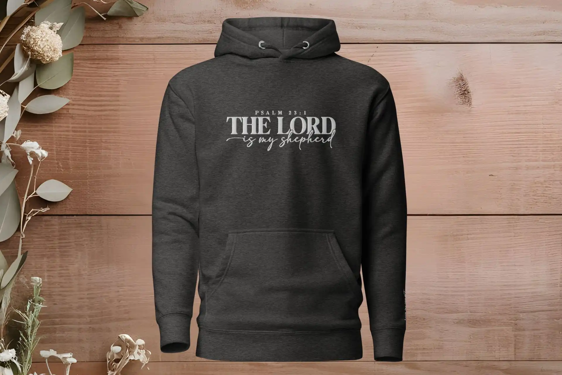 Psalm 23 Hoodie mit Bibelvers, christliches Design, bequemer Kapuzenpullover, christliche Mode, Mook.