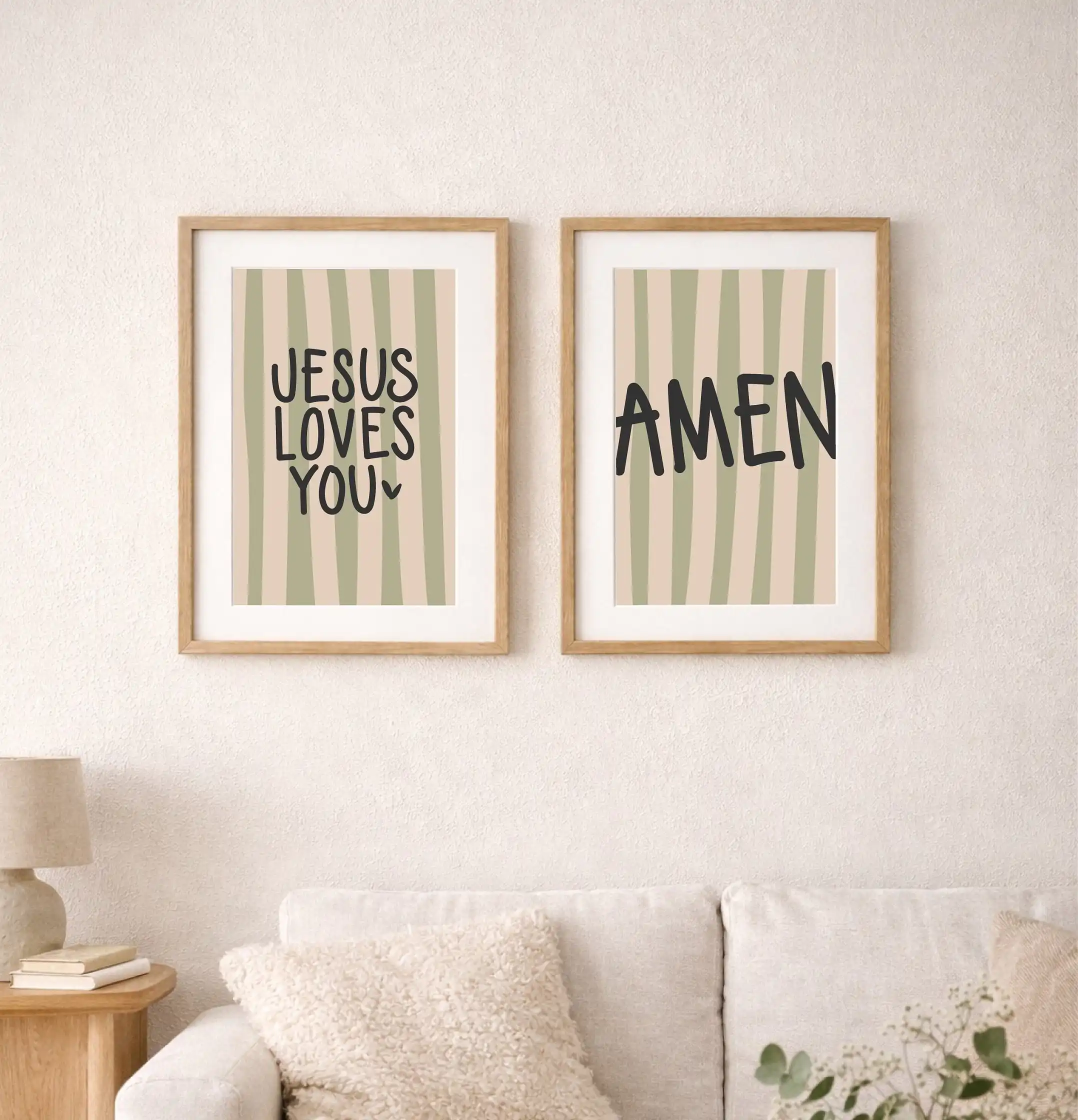 Jesus Liebe und Amen Bibelzitate in modernen Rahmen, christliche Wanddekoration, christliches Zuhaus.