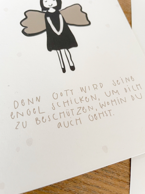 Karte "Engel" 2 Gott wird Engel, der dich beschützt, umarmt dich auch.