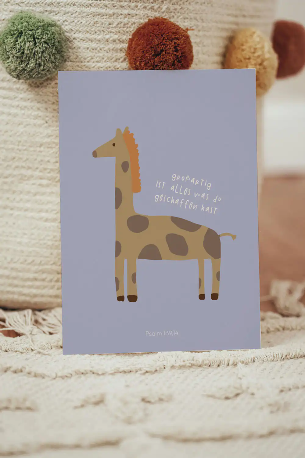 Postkarten für Kinder 3 Giraffenkarte mit Bibelvers Psalm 139:14, christliche Grußkarte, christliche Marken.