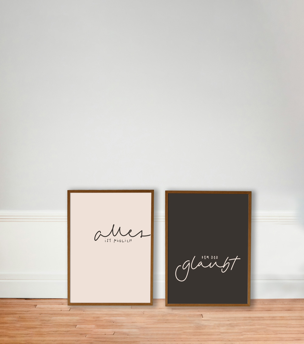 POSTER-DUO "ALLES IST MÖGLICH" 1 Glaubenszitate auf Schiefertafeln, christliche Inspiration, christliche Marken, Mookho Marketplace.