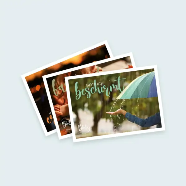 Christliche Grußkarten mit Regen und Sonnenlicht, religiöse Botschaften, Mookho.de.