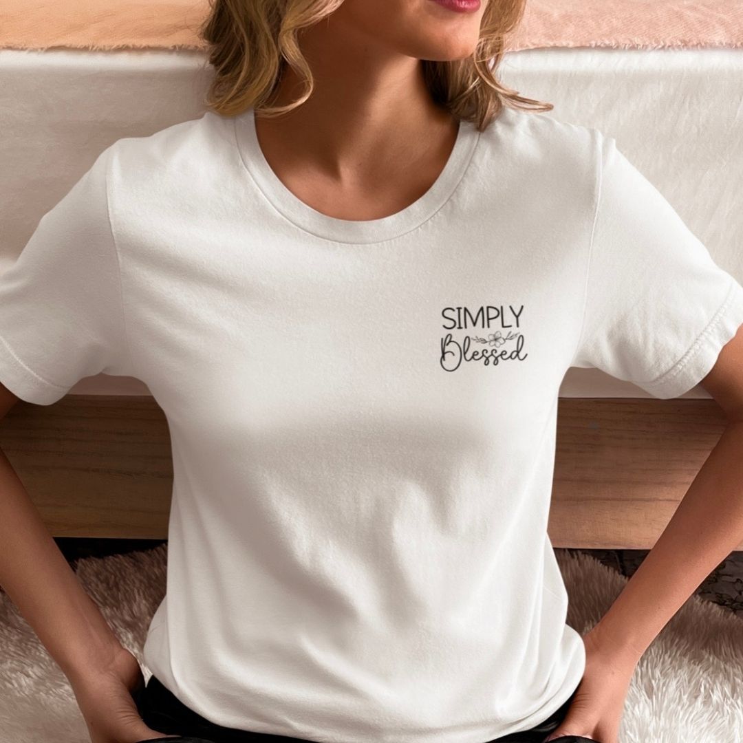 Simply blessed - edles T-Shirt Bio-Baumwolle 3 Glaubens T-Shirt mit "Simply Blessed" Aufdruck, christliche Mode, spirituelle Kleidung.