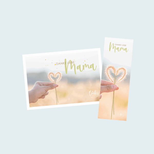 Dankeschön Mama Grußkarte mit Herz-Design, ideal für christliche Mütter.