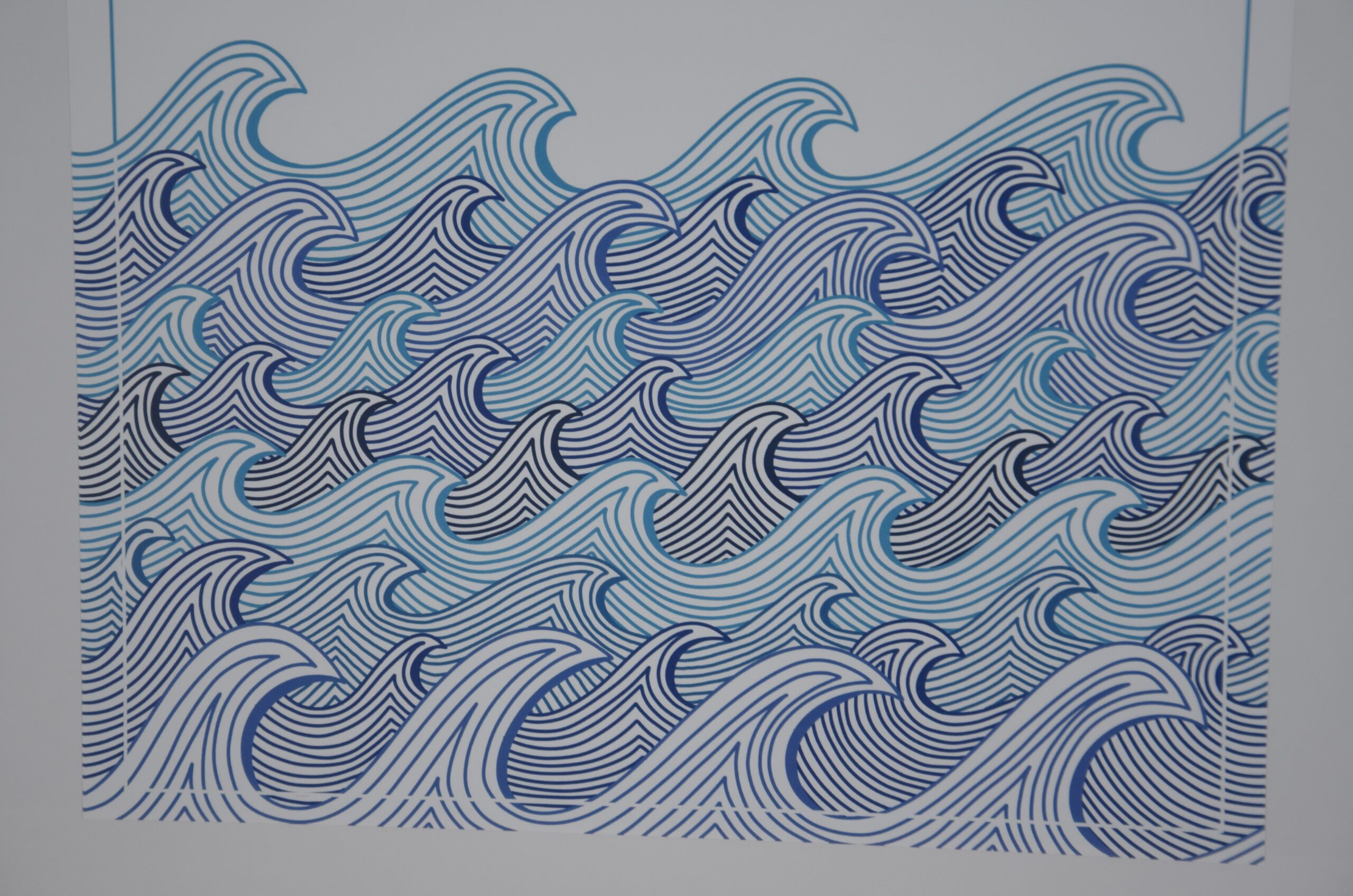 Poster Tiefe Wasser A3 2 Kunstvolles Wellenmuster in Blau und Weiß, modernes Design, christliche Marken.