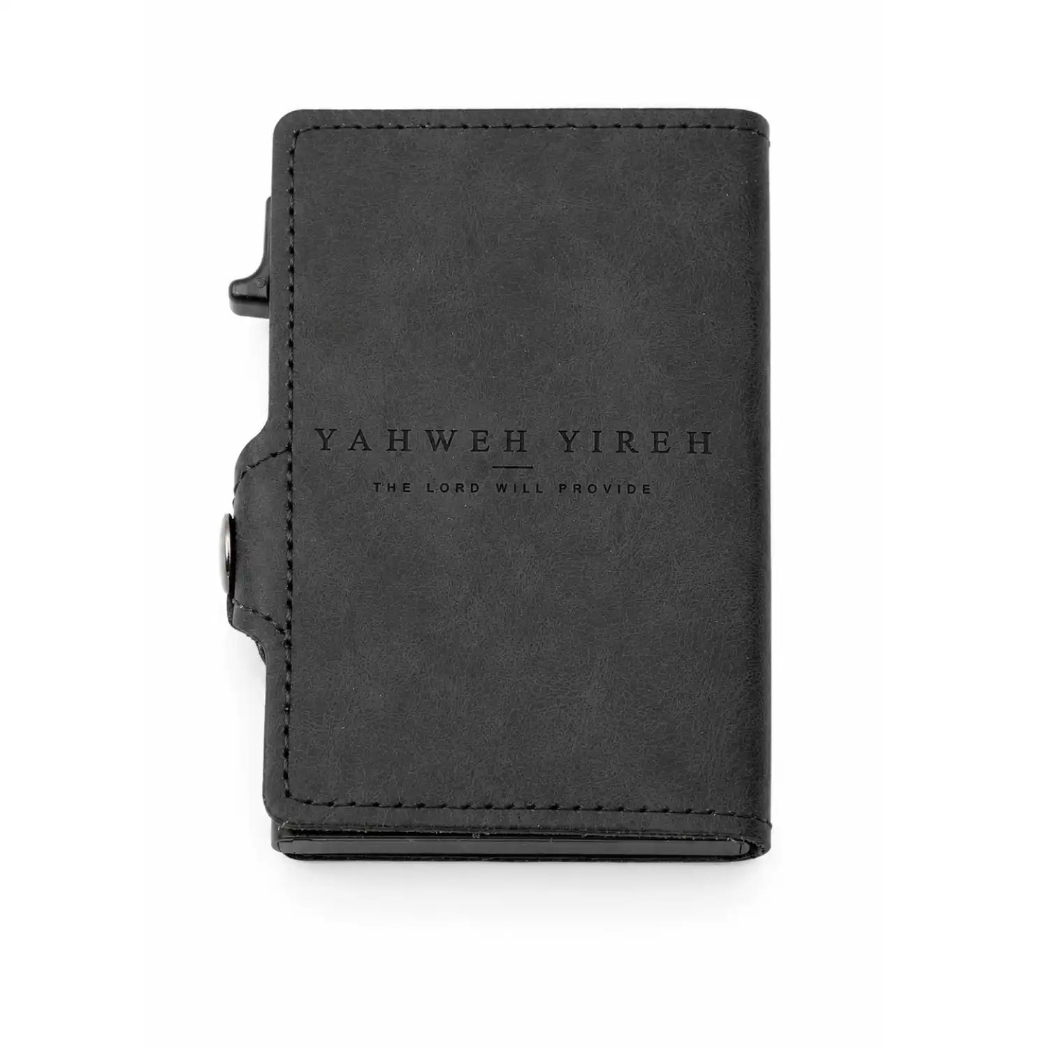 YAHWEH YIREH - Kartenhalter - THE LORD WILL PROVIDE - Black 2 Christliches Notizbuch mit Bibelvers Yahweh Yireh auf schwarzem Einband.