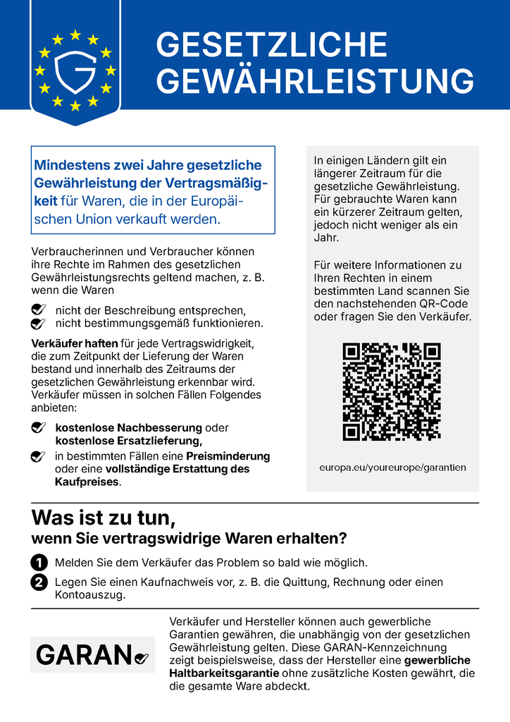 Verbraucherrechte, Garantien, Rückgabe, Kasse.